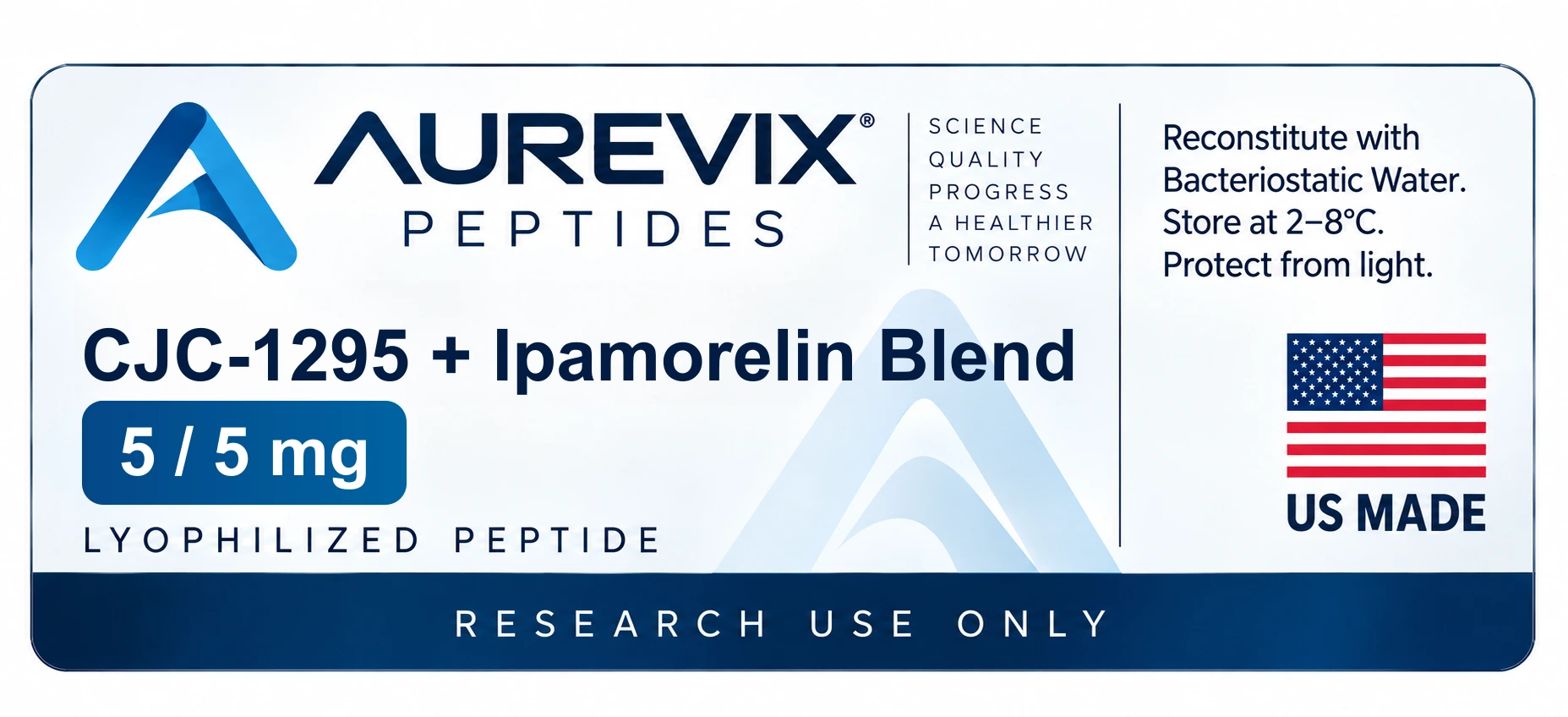 Label AUREVIX CJC-1295 + Ipamorelin Blend 5mg/5mg